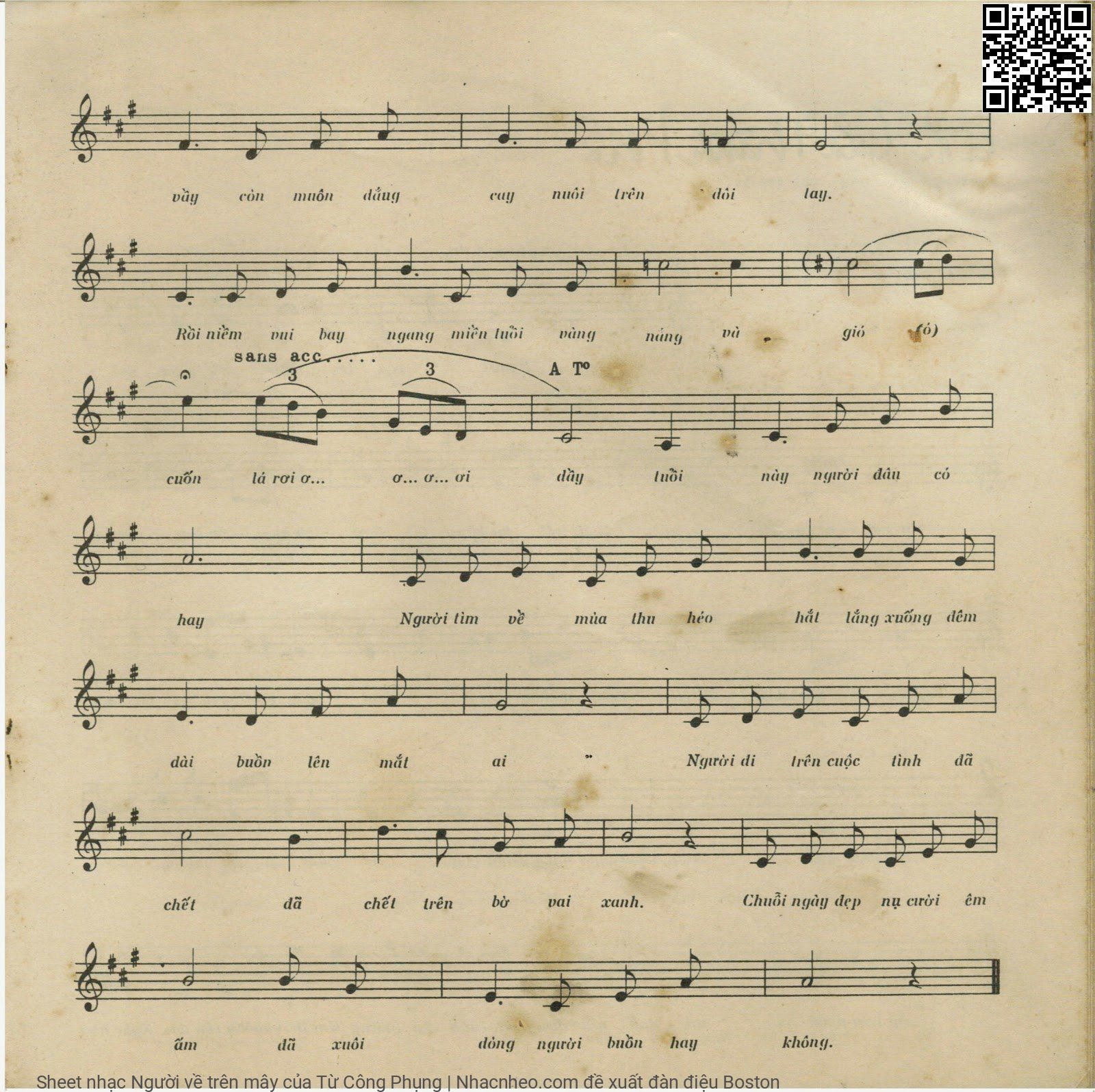 Page 2 of Sheet music PDF Người về trên mây - Từ Công Phụng