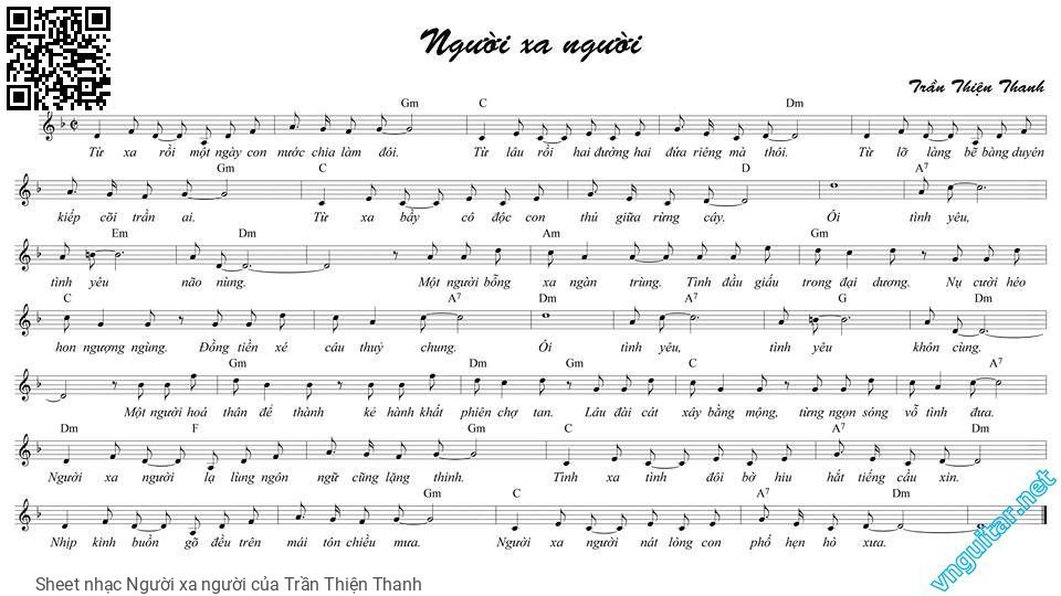 Page 1 of Sheet music PDF Người xa người - Trần Thiện Thanh
