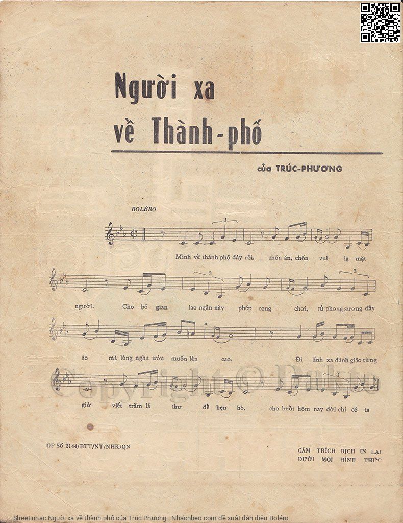 Page 2 of Sheet music PDF Người xa về thành phố - Trúc Phương