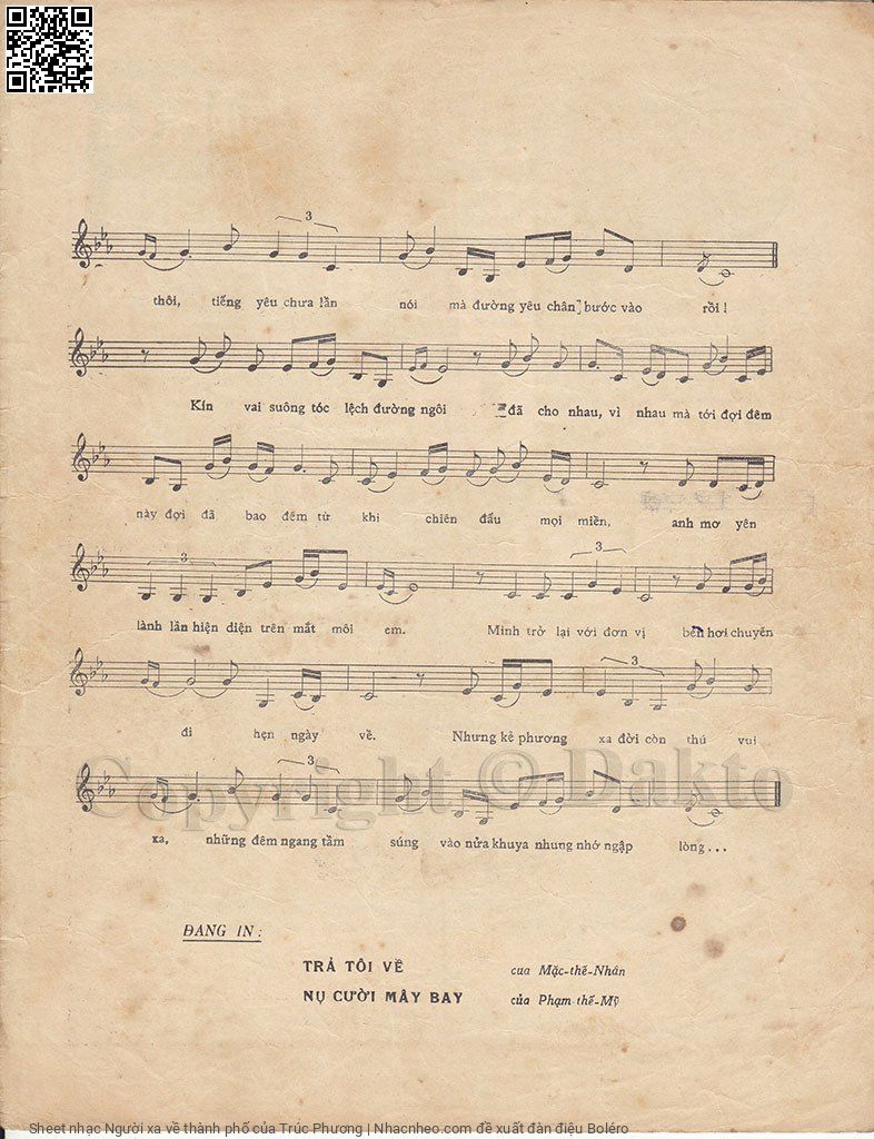 Page 3 of Sheet music PDF Người xa về thành phố - Trúc Phương