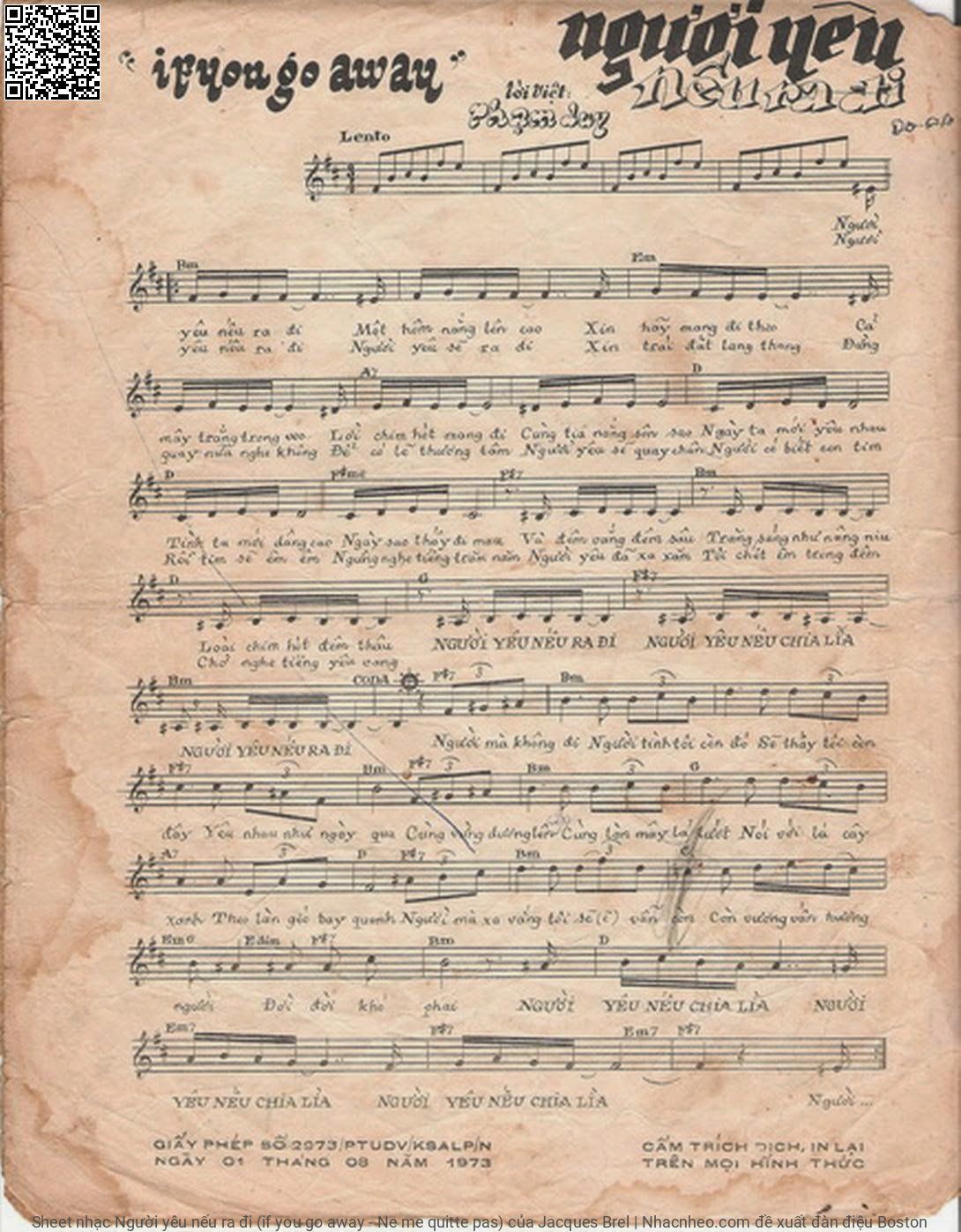 Page 2 of Sheet music PDF Người yêu nếu ra đi (if you go away - Ne me quitte pas) - Jacques Brel