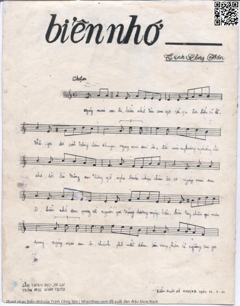 Page 2 of Sheet music PDF Biển nhớ - Trịnh Công Sơn