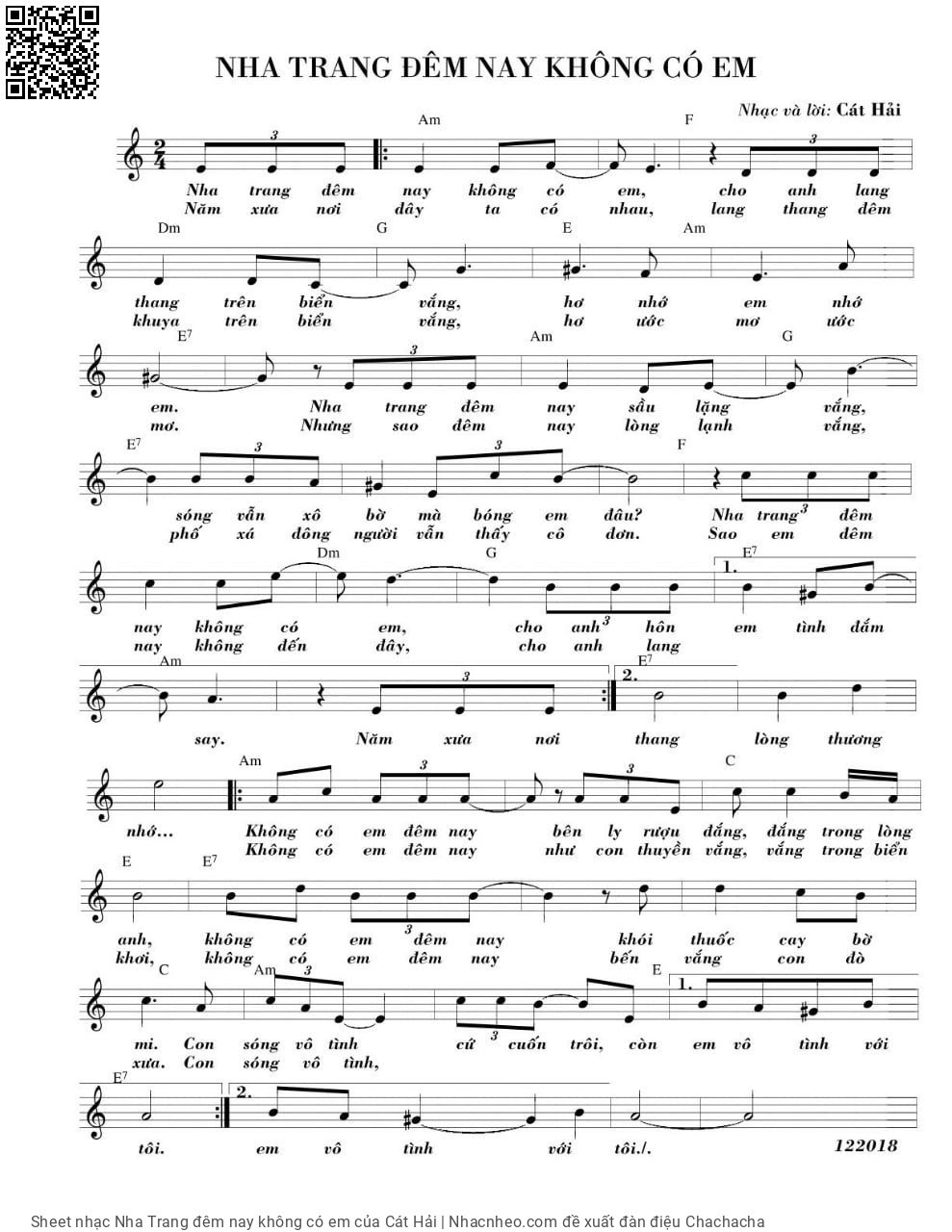 Sheet PDF of Nha Trang đêm nay không có em
