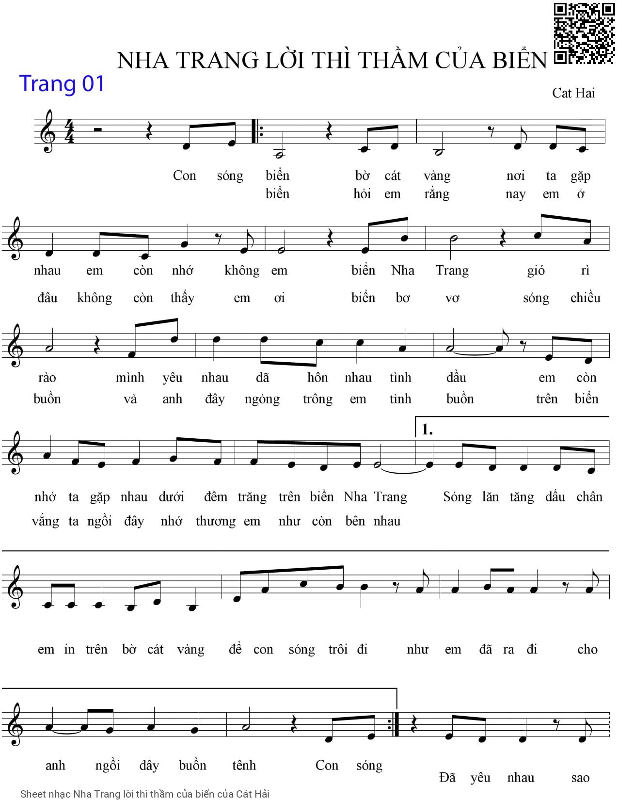 Sheet PDF of Nha Trang lời thì thầm của biển