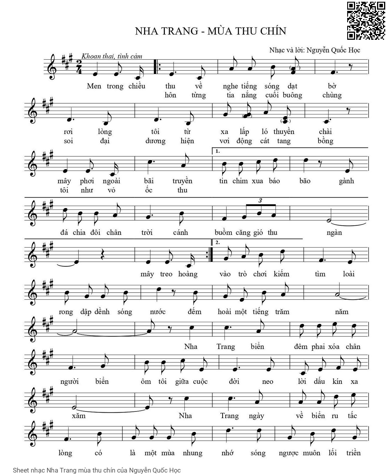 Sheet PDF of Nha Trang mùa thu chín