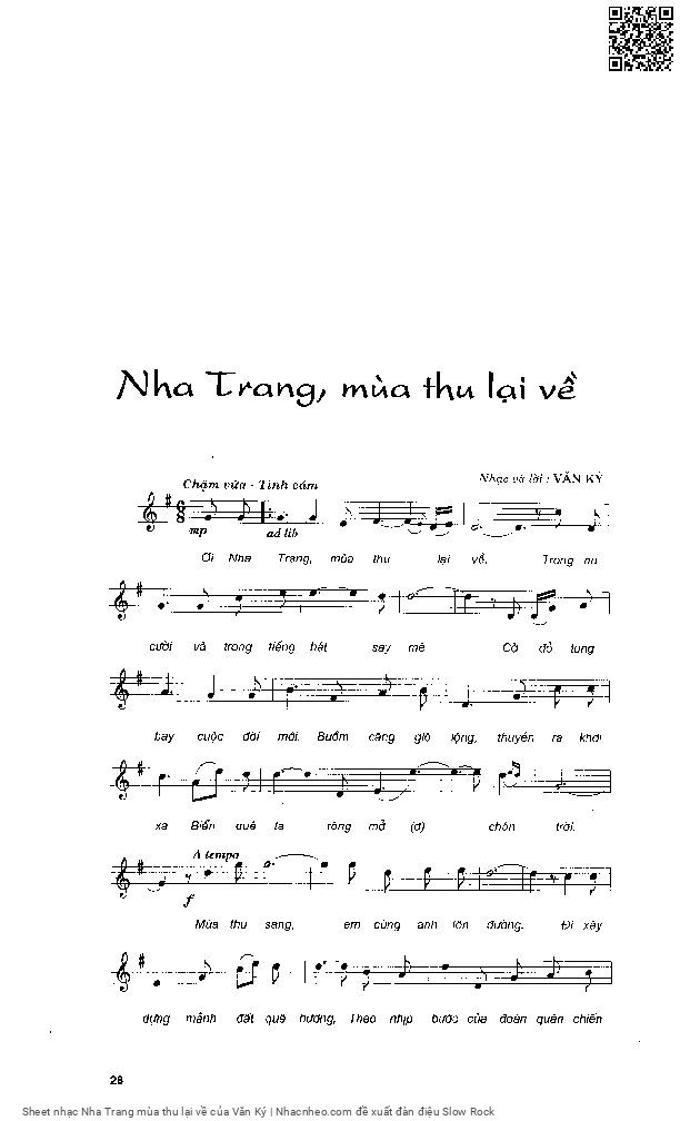 Sheet PDF of Nha Trang mùa thu lại về