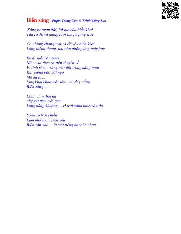 Page 2 of Sheet music PDF Biển sáng - Trịnh Công Sơn