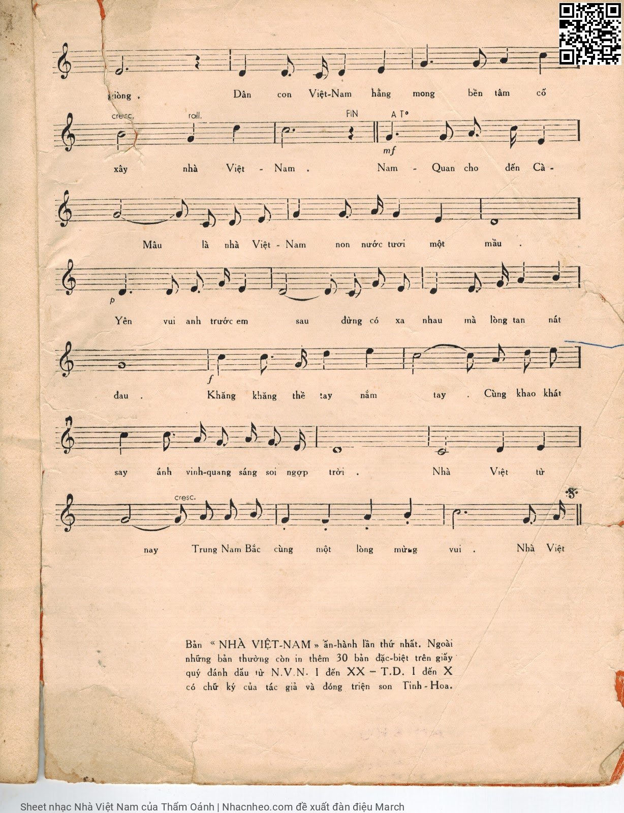 Page 3 of Sheet music PDF Nhà Việt Nam - Thẩm Oánh