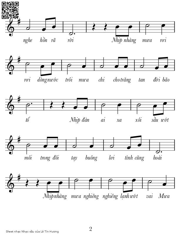 Page 2 of Sheet music PDF Nhạc sầu - Lê Tín Hương