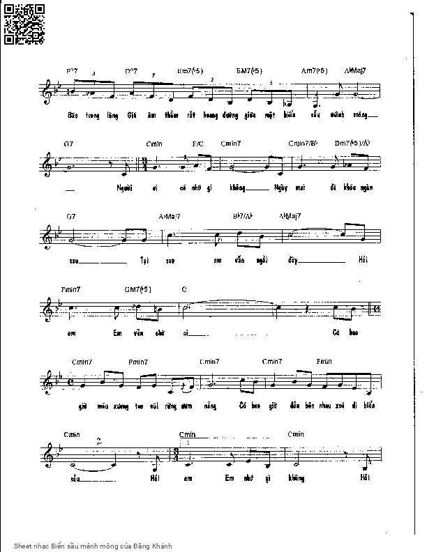 Page 2 of Sheet music PDF Biển sầu mênh mông - Đăng Khánh
