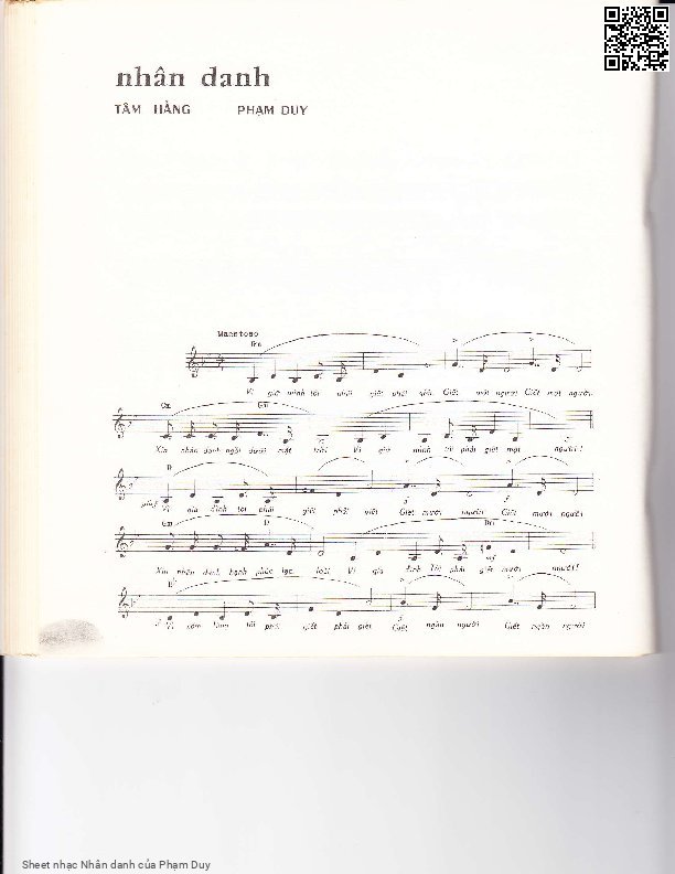 Page 1 of Sheet music PDF Nhân danh - Phạm Duy
