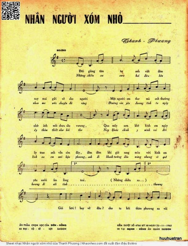 Page 2 of Sheet music PDF Nhắn người xóm nhỏ - Thanh Phương