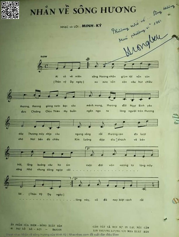 Page 2 of Sheet music PDF Nhắn về sông Hương - Minh Kỳ