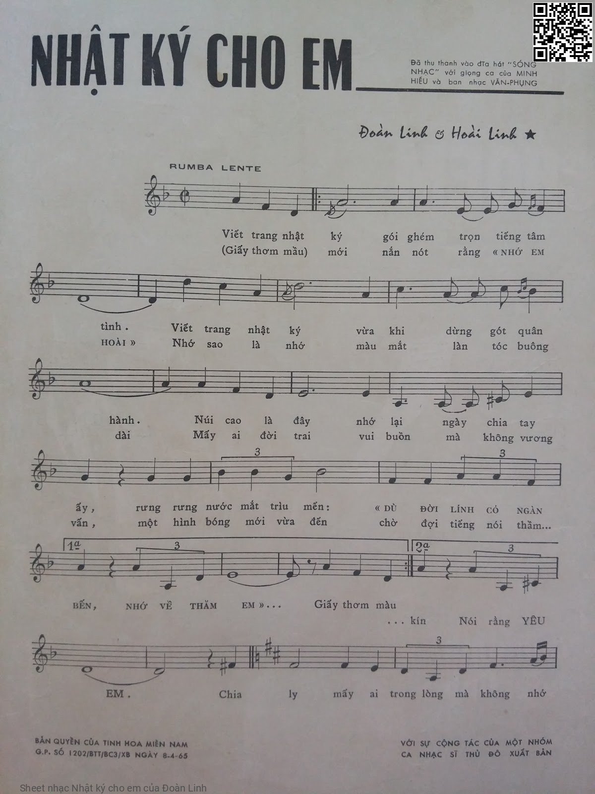 Page 2 of Sheet music PDF Nhật ký cho em - Đoàn Linh