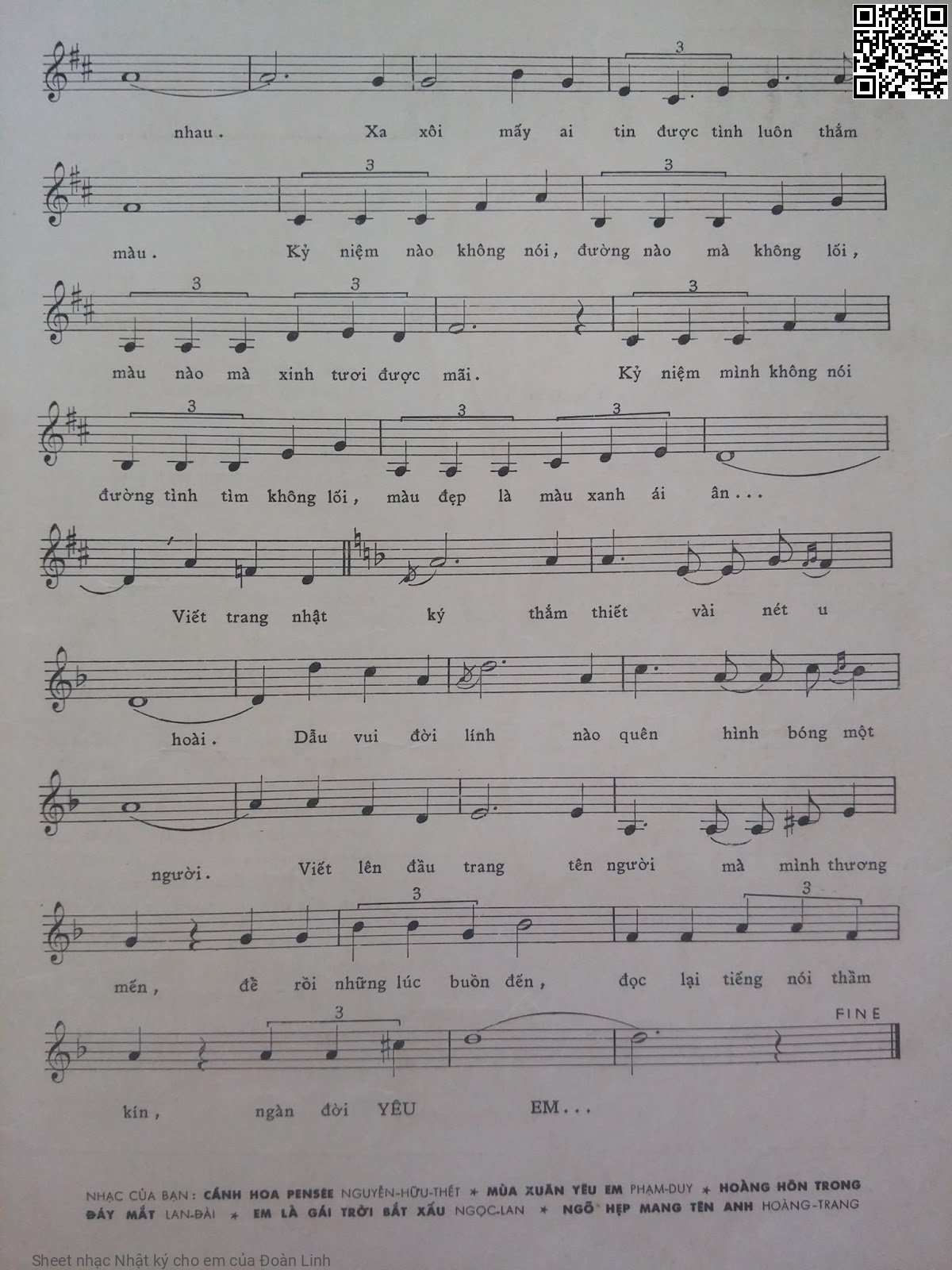 Page 3 of Sheet music PDF Nhật ký cho em - Đoàn Linh