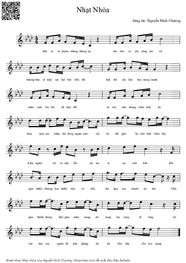 Page 1 of Sheet music PDF Nhạt nhòa - Nguyễn Đình Chương