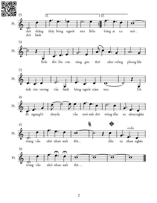 Page 2 of Sheet music PDF Biển tím - Nguyễn Hoàng Đô