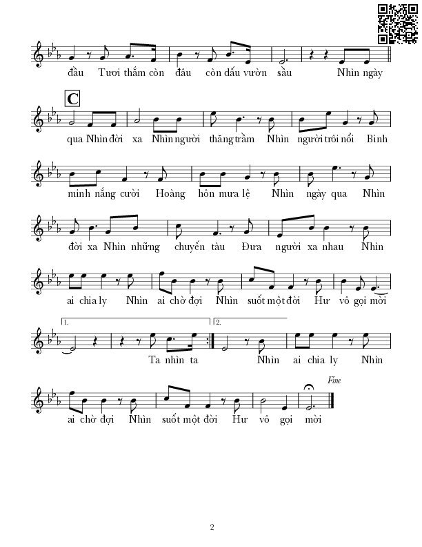 Page 2 of Sheet music PDF Nhìn - Lê Tín Hương