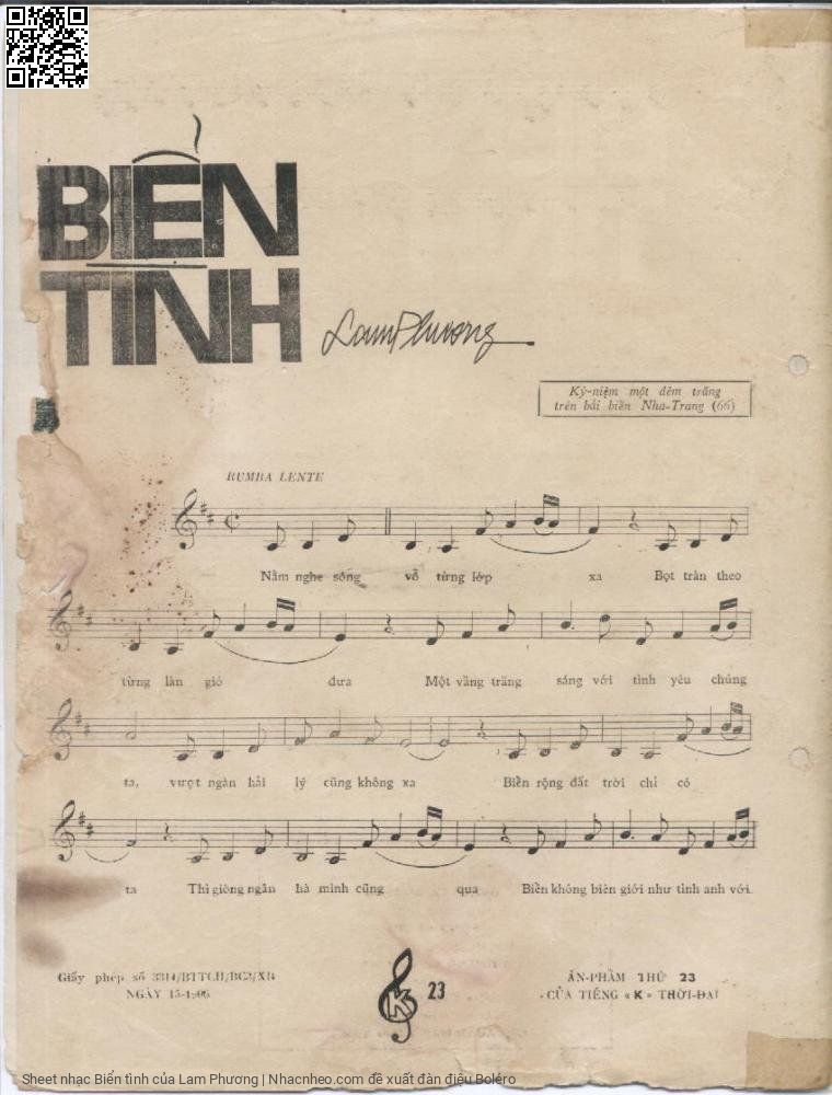 Page 2 of Sheet music PDF Biển tình - Lam Phương