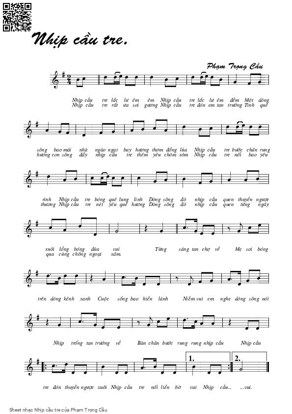 Sheet PDF of Nhịp cầu tre