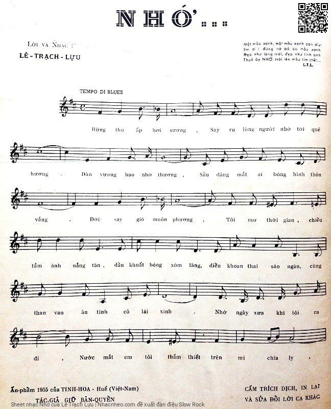 Page 2 of Sheet music PDF Nhớ - Lê Trạch Lựu