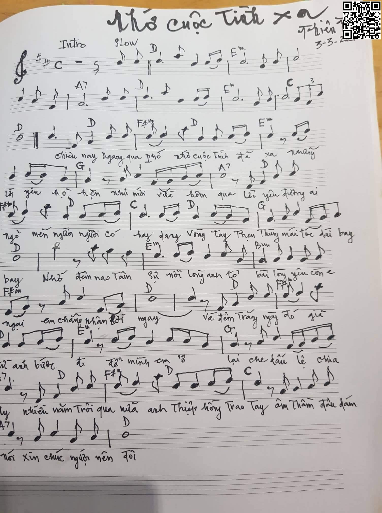Page 2 of Sheet music PDF Nhớ cuộc tình xa - Thiên Thanh