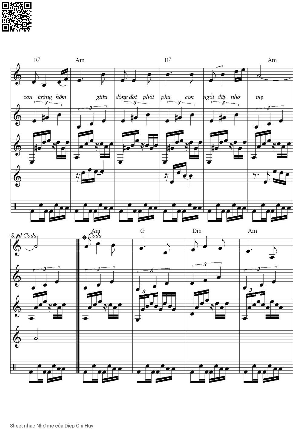 Page 6 of Sheet music PDF Nhớ mẹ - Diệp Chí Huy
