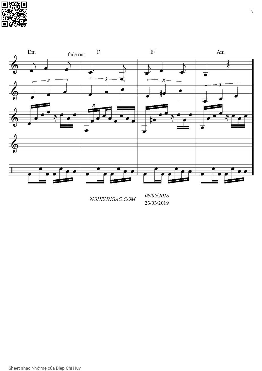 Page 7 of Sheet music PDF Nhớ mẹ - Diệp Chí Huy