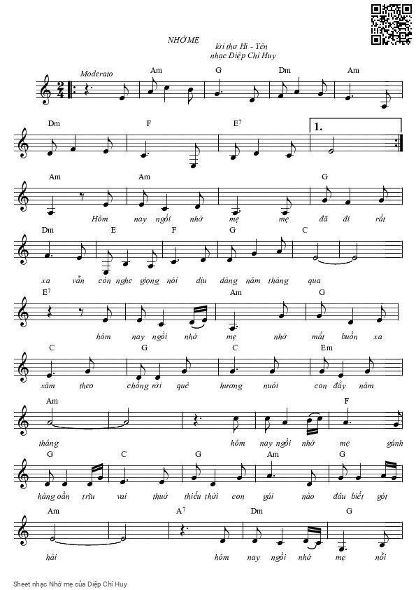 Page 8 of Sheet music PDF Nhớ mẹ - Diệp Chí Huy