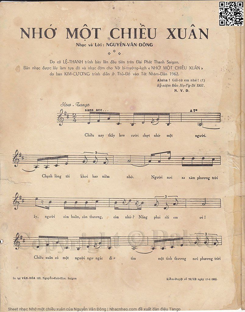 Page 2 of Sheet music PDF Nhớ một chiều xuân - Nguyễn Văn Đông