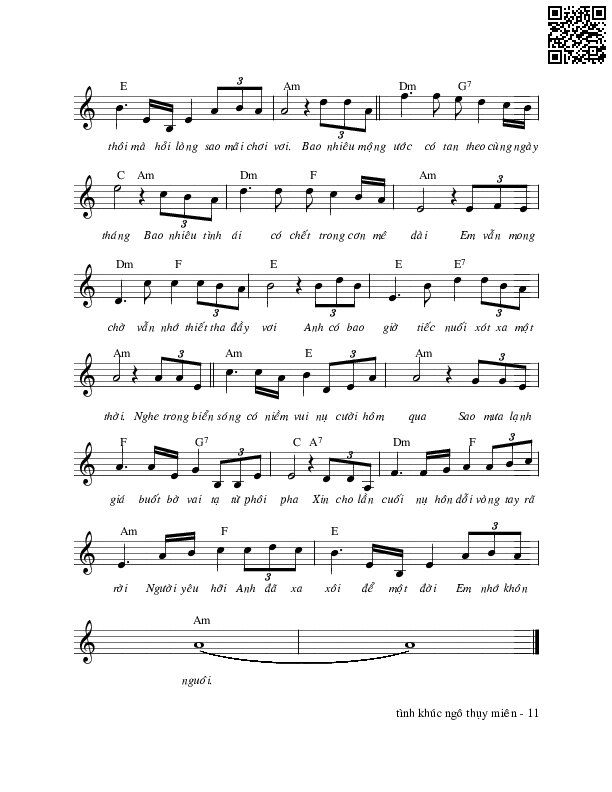 Page 2 of Sheet music PDF Biển và em - Ngô Thụy Miên
