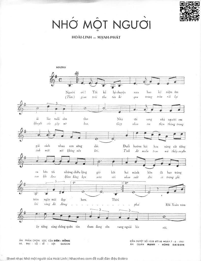 Page 2 of Sheet music PDF Nhớ một người - Hoài Linh