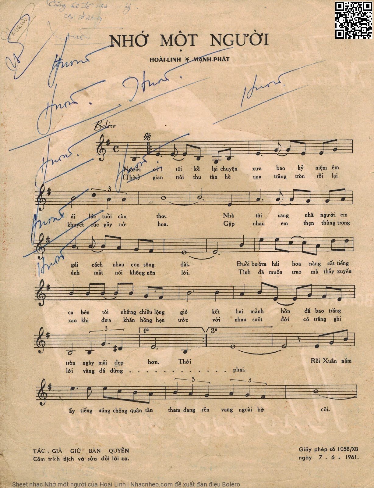 Page 5 of Sheet music PDF Nhớ một người - Hoài Linh