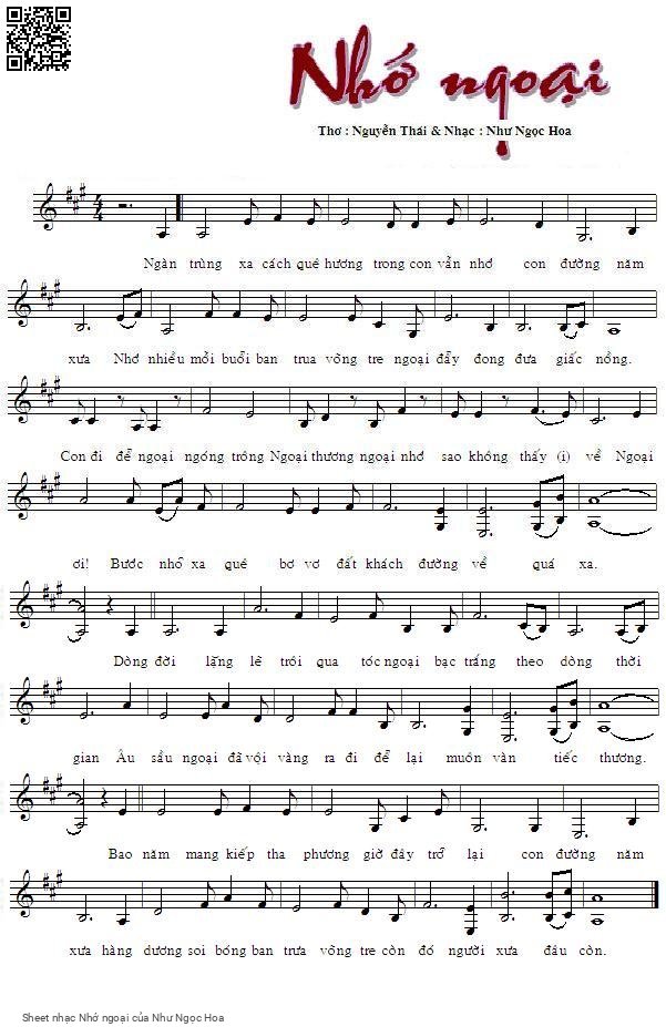 Sheet PDF of Nhớ ngoại - Như Ngọc Hoa