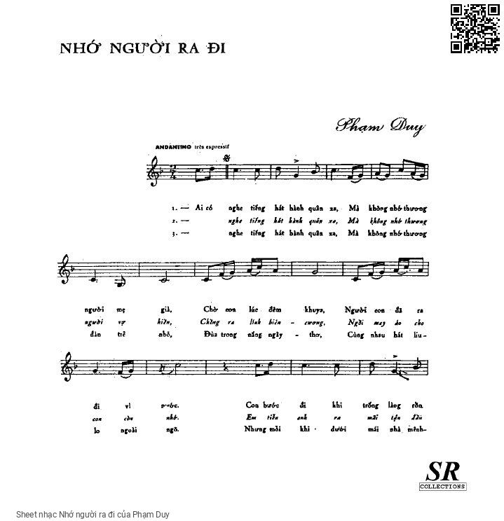Page 1 of Sheet music PDF Nhớ người ra đi - Phạm Duy