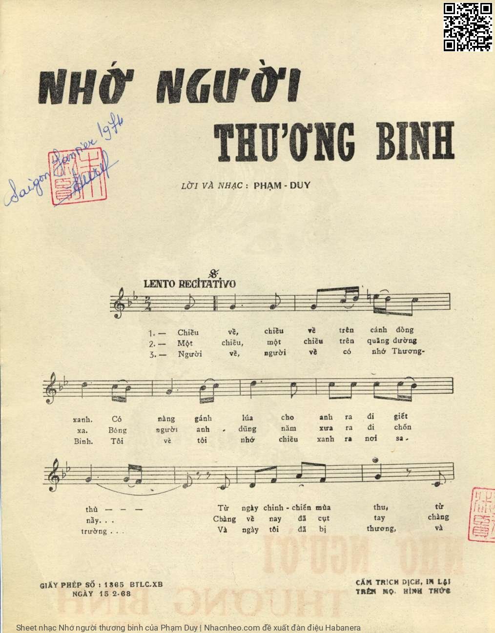 Page 2 of Sheet music PDF Nhớ người thương binh - Phạm Duy