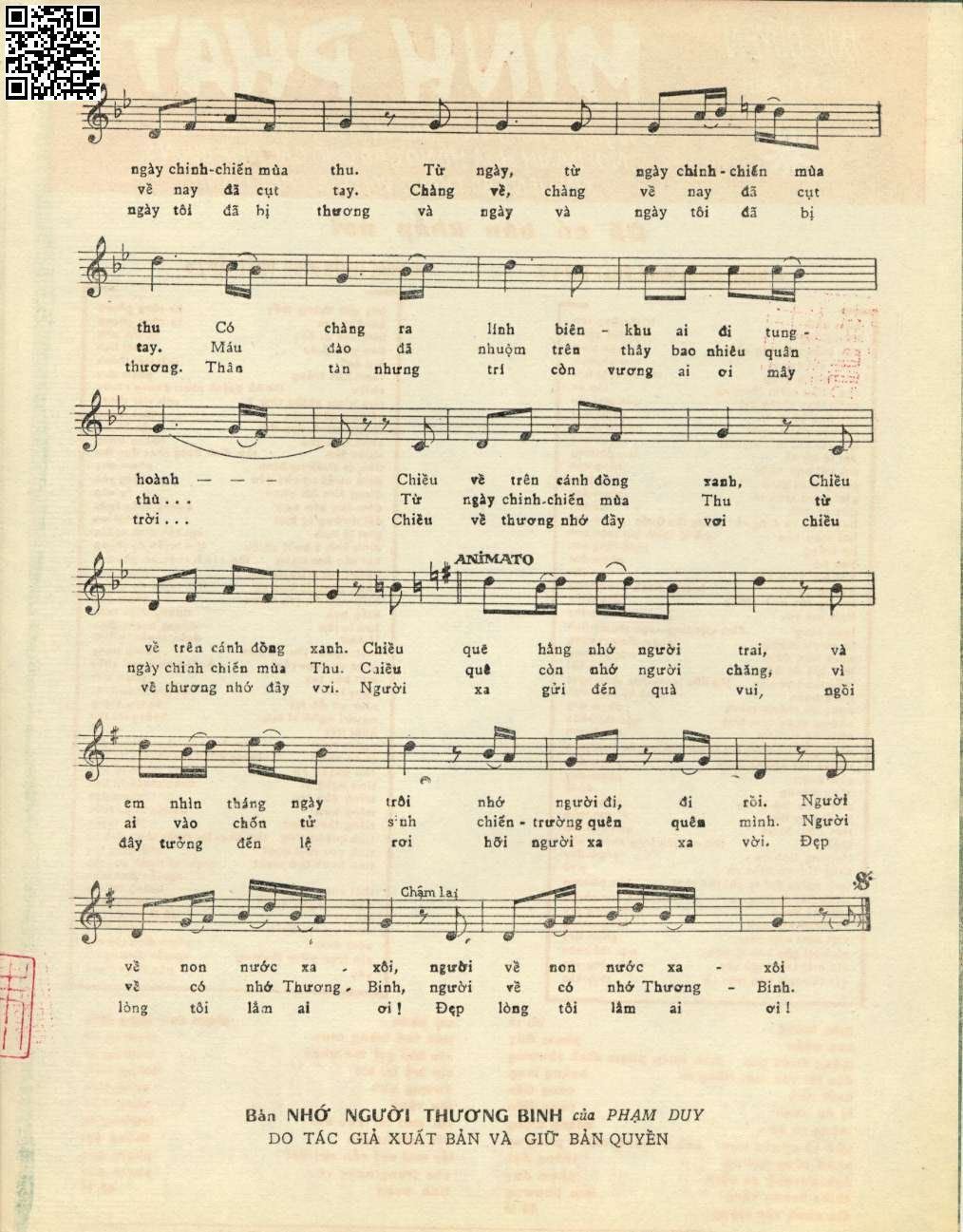 Page 3 of Sheet music PDF Nhớ người thương binh - Phạm Duy