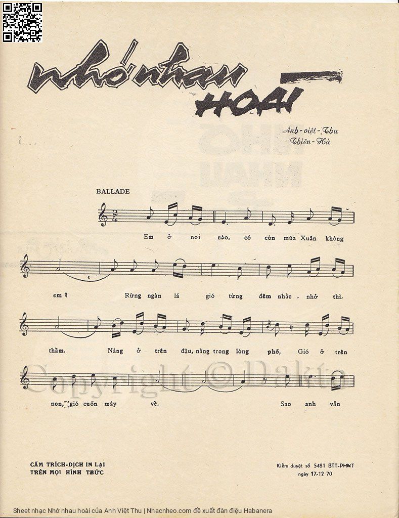 Page 2 of Sheet music PDF Nhớ nhau hoài - Anh Việt Thu