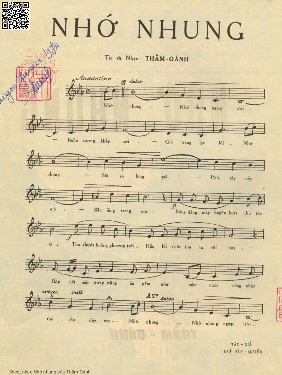 Page 2 of Sheet music PDF Nhớ nhung - Thẩm Oánh
