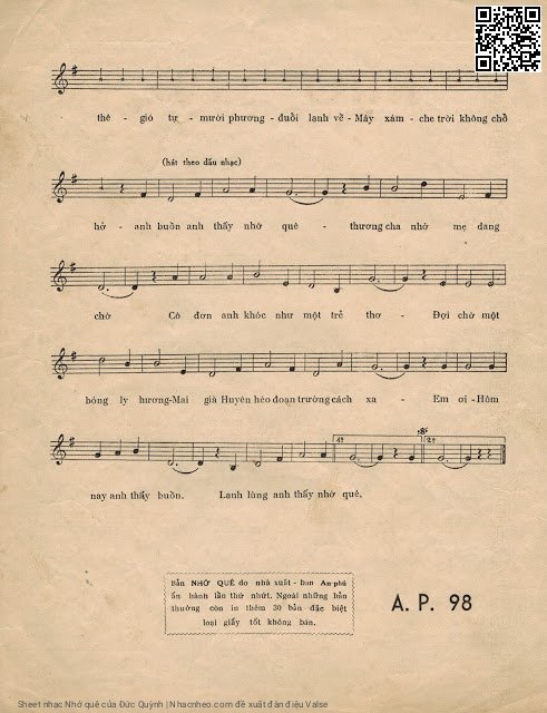 Page 3 of Sheet music PDF Nhớ quê - Đức Quỳnh