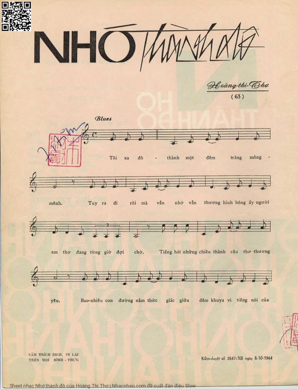 Page 2 of Sheet music PDF Nhớ thành đô - Hoàng Thi Thơ