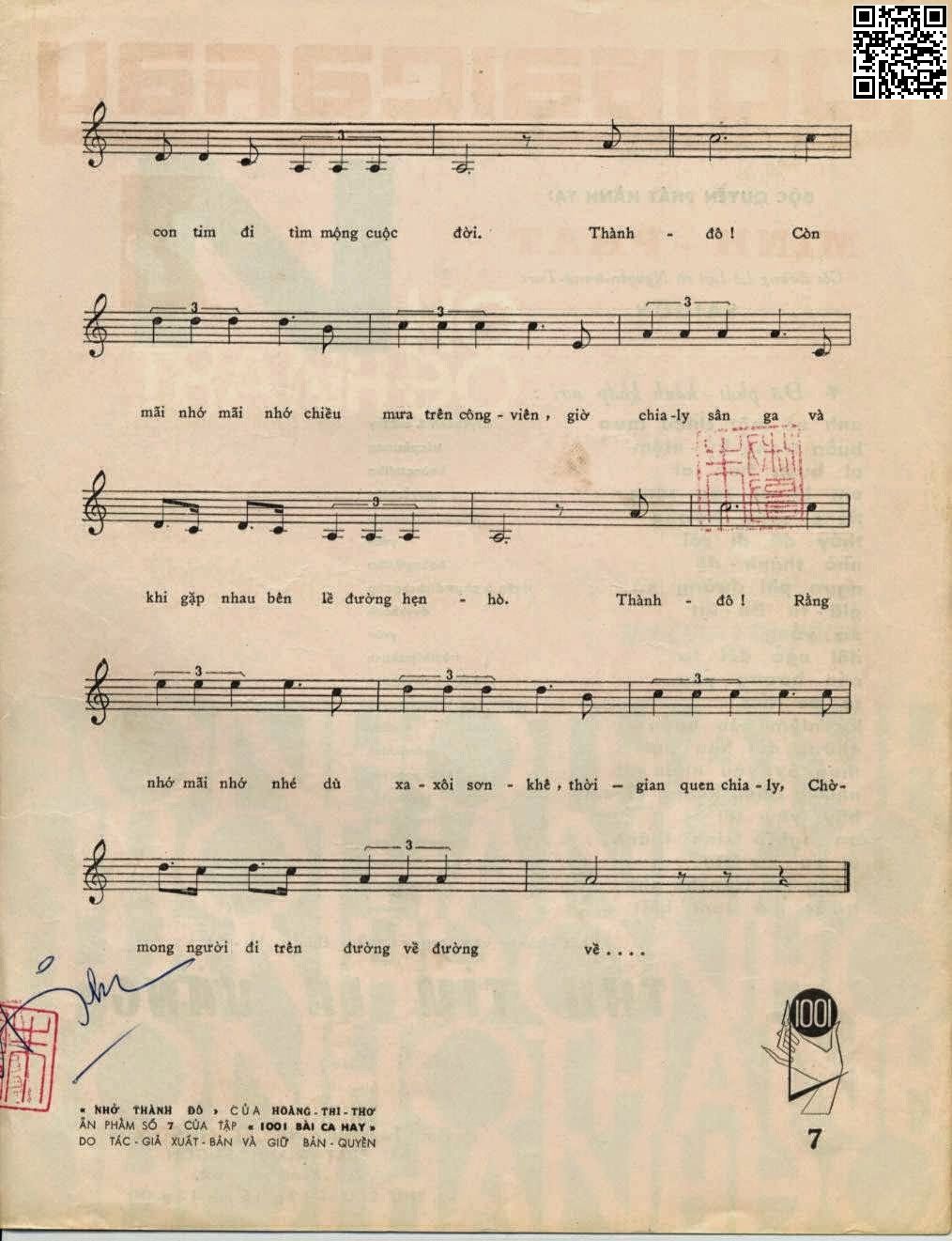 Page 3 of Sheet music PDF Nhớ thành đô - Hoàng Thi Thơ