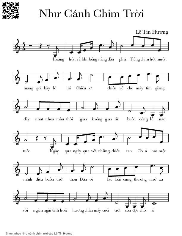 Sheet PDF of Như cánh chim trời