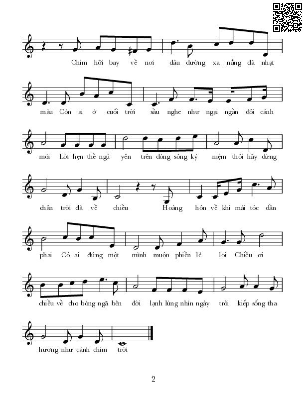 Page 2 of Sheet music PDF Như cánh chim trời - Lê Tín Hương