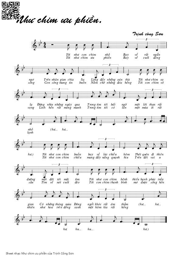 Sheet PDF of Như chim ưu phiền