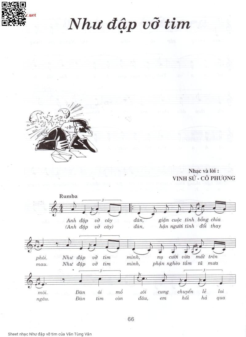 Page 1 of Sheet music PDF Như đập vỡ tim - Văn Tùng Vân