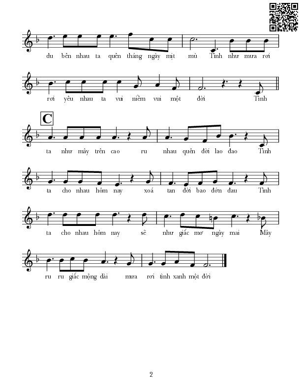Page 2 of Sheet music PDF Như mây như mưa - Lê Tín Hương