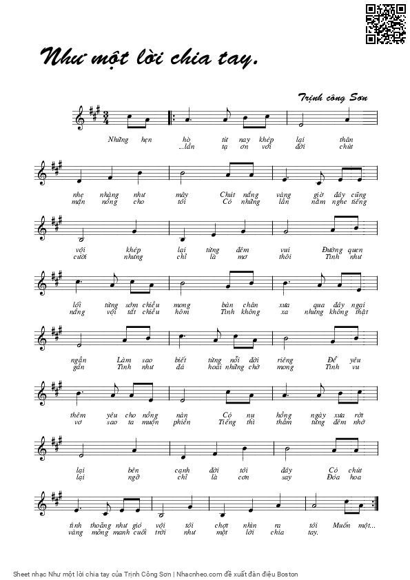 Sheet PDF of Như một lời chia tay