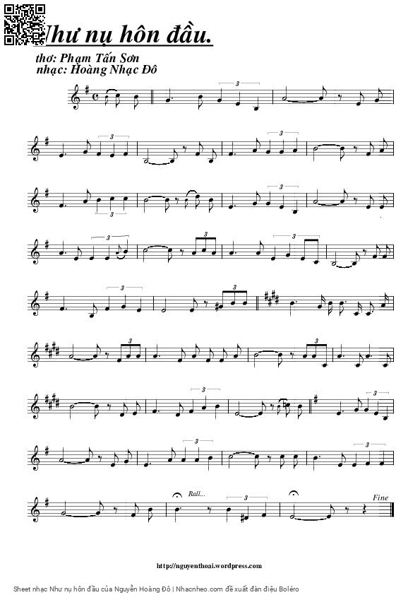 Sheet PDF of Như nụ hôn đầu