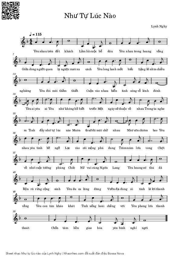 Sheet PDF of Như tự lúc nào